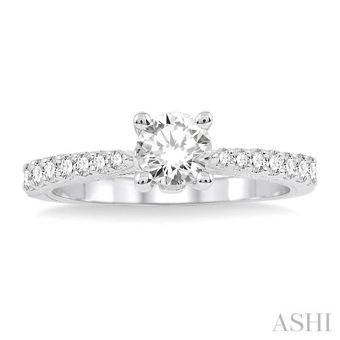 1/3 Ctw Diamond Semi-Mount Engagement Ring in 14K White Gold
