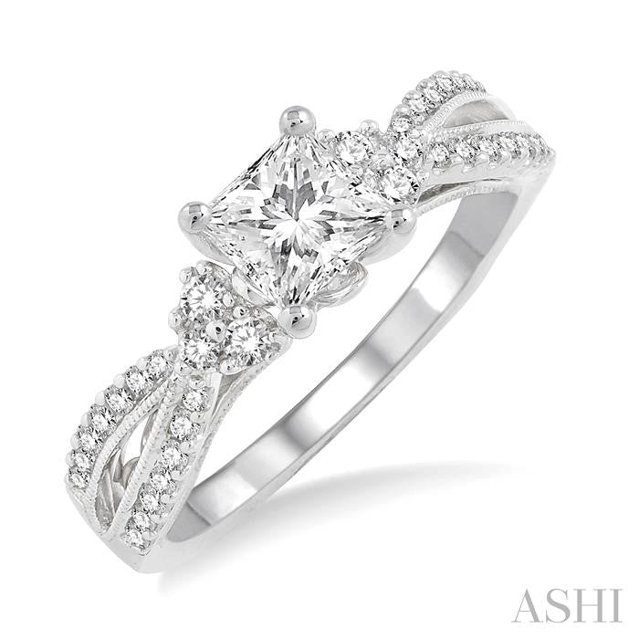 1/3 Ctw Diamond Semi-Mount Engagement Ring in 14K White Gold