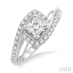 1/3 Ctw Diamond Semi-Mount Engagement Ring in 14K White Gold