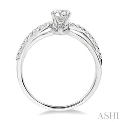 1/2 Ctw Diamond Engagement Ring with 1/4 Ct Round Cut Center Stone in 14K White Gold