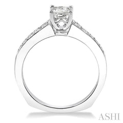 1/2 Ctw Diamond Engagement Ring with 3/8 Ct Princess Cut Center Stone in 14K White Gold