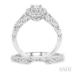 5/8 Ctw Diamond Wedding Set with 5/8 Ctw Round Cut Engagement Ring and 1/50 Ctw Wedding Band in 14K White Gold