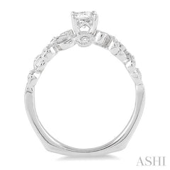 3/8 Ctw Diamond Engagement Ring with 1/3 Ct Princess Cut Center Stone in 14K White Gold