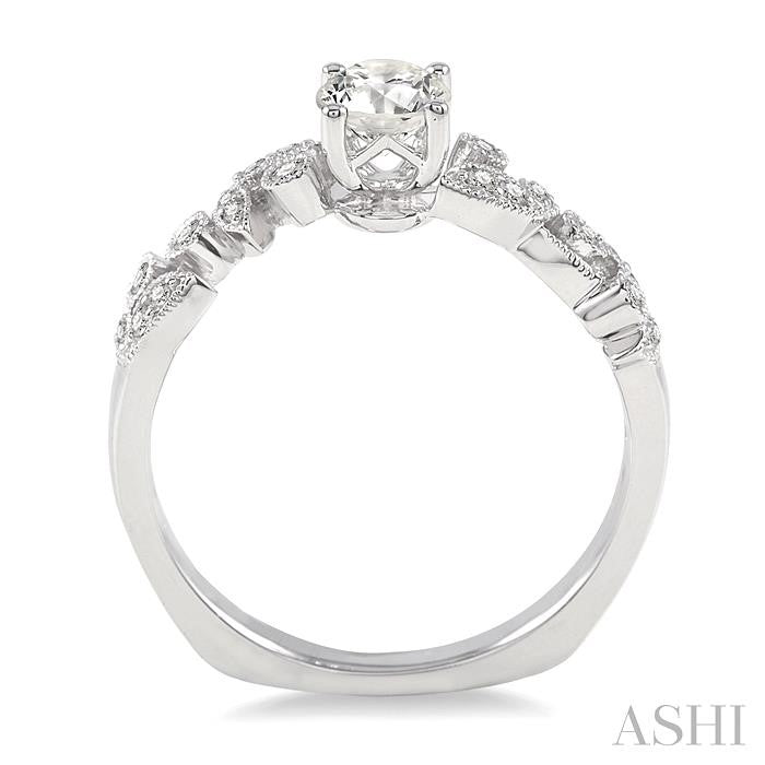 1/2 Ctw Diamond Engagement Ring with 3/8 Ct Round Cut Center Stone in 14K White Gold
