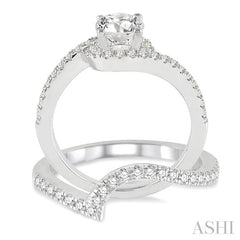 1 Ctw Diamond Wedding Set with 3/4 Ctw Round Cut Engagement Ring and 1/5 Ctw Wedding Band in 14K White Gold