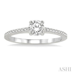 1/2 Ctw Diamond Engagement Ring with 3/8 Ct Round Cut Center Stone in 14K White Gold