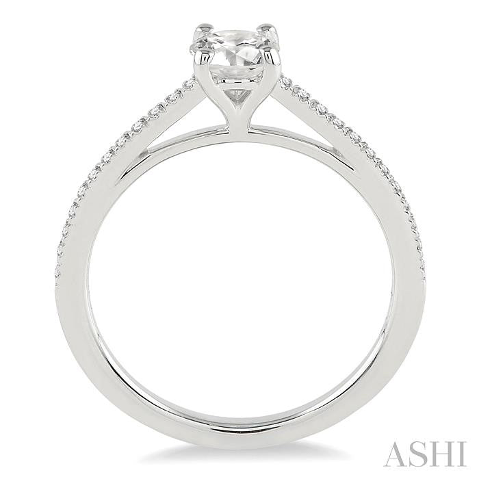 1/2 Ctw Diamond Engagement Ring with 3/8 Ct Round Cut Center Stone in 14K White Gold