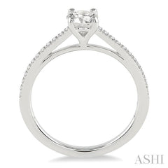 1/2 Ctw Diamond Engagement Ring with 3/8 Ct Round Cut Center Stone in 14K White Gold