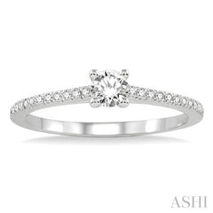 1/3 Ctw Diamond Engagement Ring with 1/5 Ct Round Cut Center Stone in 14K White Gold