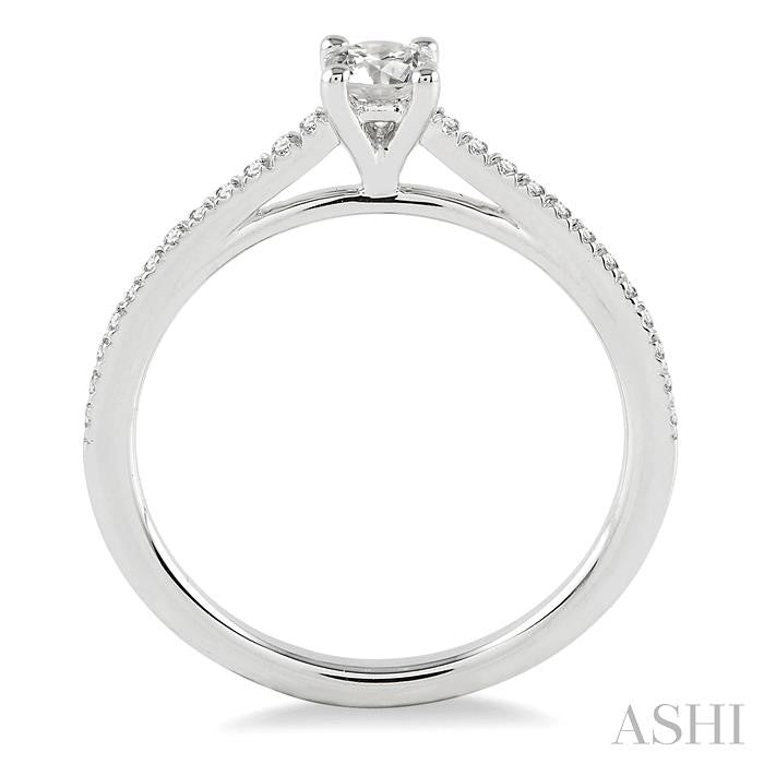 1/3 Ctw Diamond Engagement Ring with 1/5 Ct Round Cut Center Stone in 14K White Gold