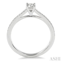 1/3 Ctw Diamond Engagement Ring with 1/5 Ct Round Cut Center Stone in 14K White Gold