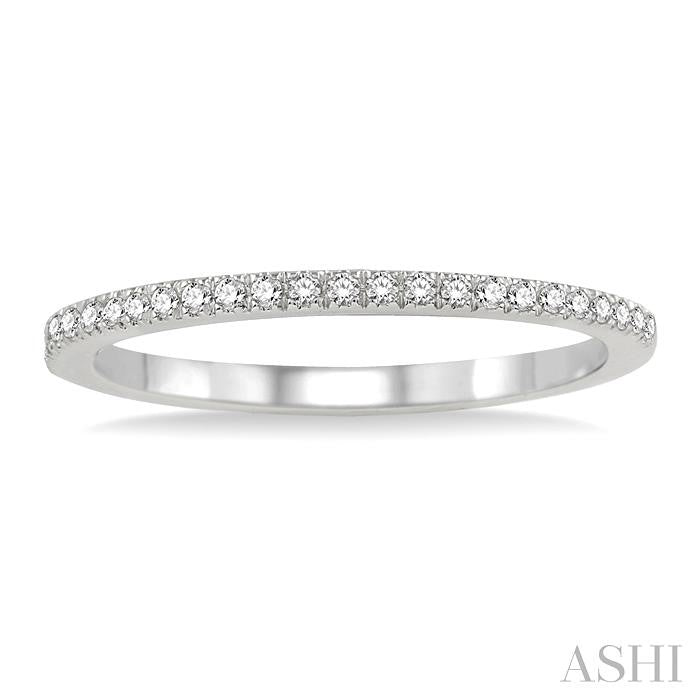 1/10 Ctw Round Cut Diamond Wedding Band in 14K White Gold