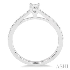 1/3 Ctw Diamond Engagement Ring with 1/5 Ct Princess Cut Center Stone in 14K White Gold