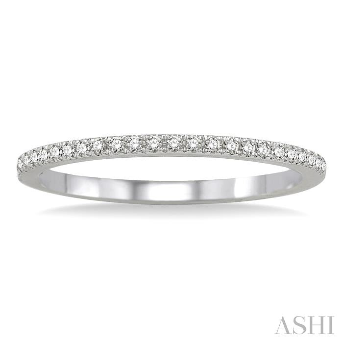 1/10 Ctw Round Cut Diamond Wedding Band in 14K White Gold