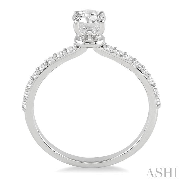 3/4 Ctw Diamond Engagement Ring with 1/2 Ct Round Cut Center Stone in 14K White Gold