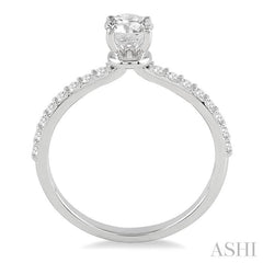 3/4 Ctw Diamond Engagement Ring with 1/2 Ct Round Cut Center Stone in 14K White Gold