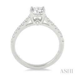 3/4 Ctw Diamond Engagement Ring with 1/2 Ct Round Cut Center Stone in 14K White Gold