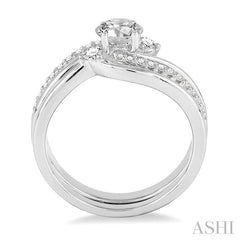 3/8 Ctw Diamond Wedding Set with Engagement Ring and Enhancer in 14K White Gold