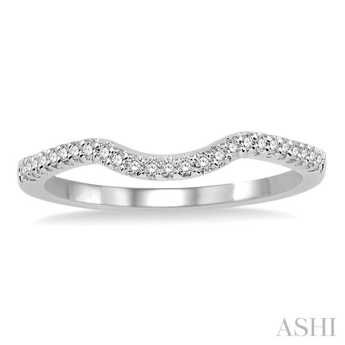 1/10 Ctw Round Cut Diamond Wedding Band in 14K White Gold