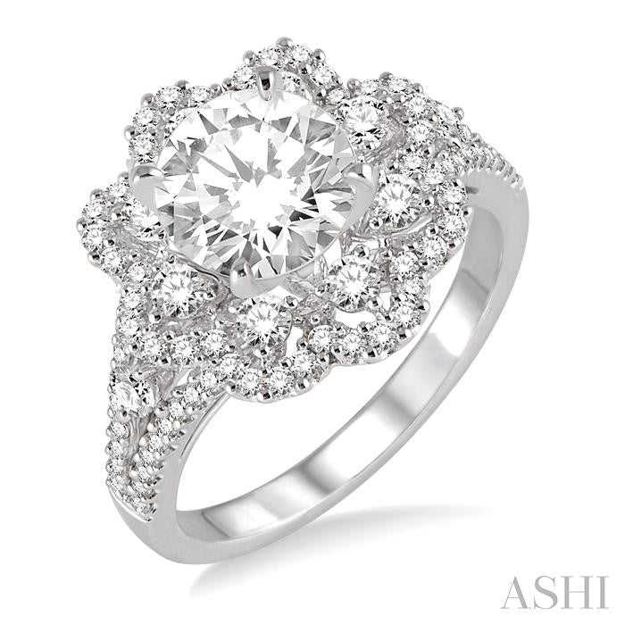3/4 Ctw Diamond Semi-Mount Engagement Ring in 14K White Gold