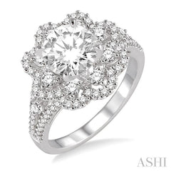 3/4 Ctw Diamond Semi-Mount Engagement Ring in 14K White Gold