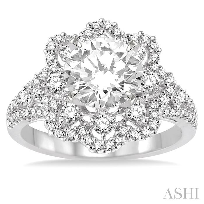 3/4 Ctw Diamond Semi-mount Engagement Ring in 14K White Gold