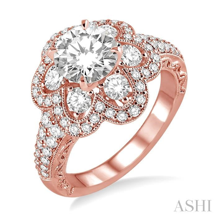 1 1/5 Ctw Diamond Semi-mount Engagement Ring in 14K Rose Gold