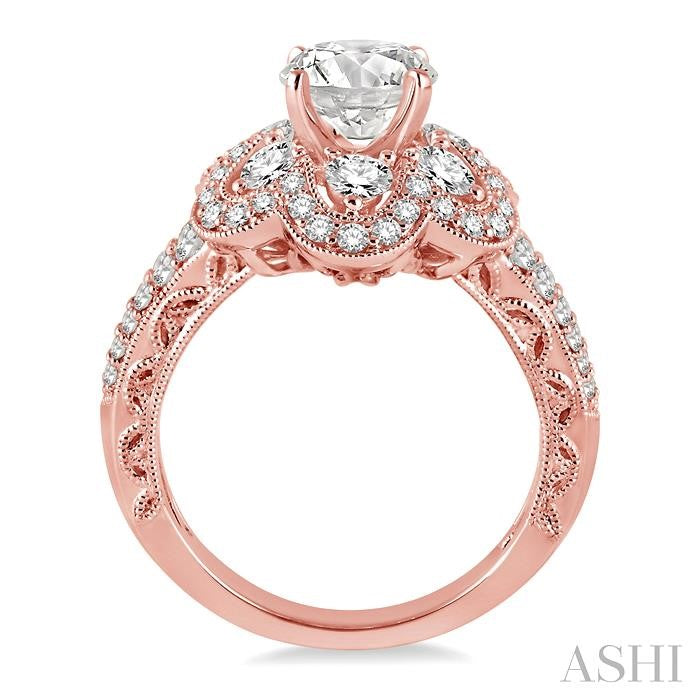 1 1/5 Ctw Diamond Semi-mount Engagement Ring in 14K Rose Gold