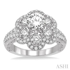 1 1/5 Ctw Diamond Semi-mount Engagement Ring in 14K White Gold