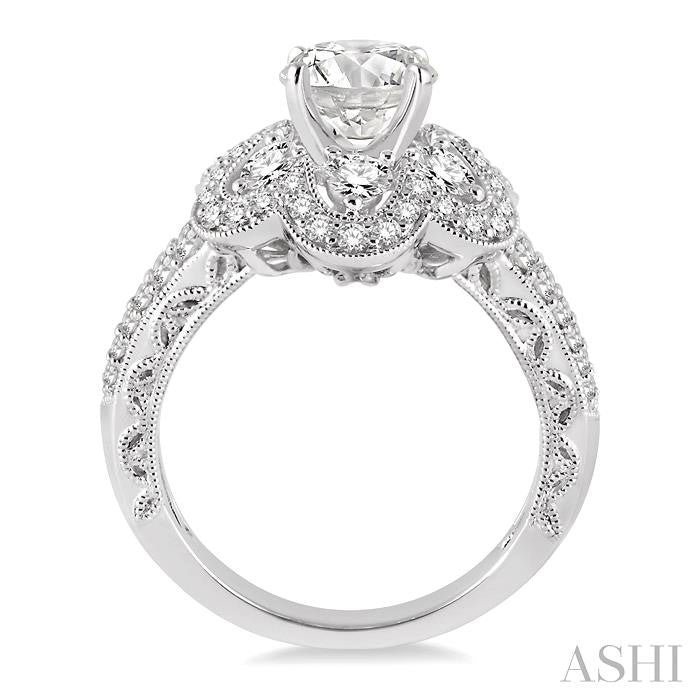1 1/5 Ctw Diamond Semi-mount Engagement Ring in 14K White Gold