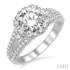 3/4 Ctw Diamond Semi-mount Engagement Ring in 14K White Gold