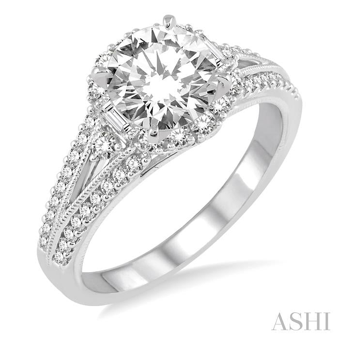 1/2 Ctw Diamond Semi-Mount Engagement Ring in 14K White Gold