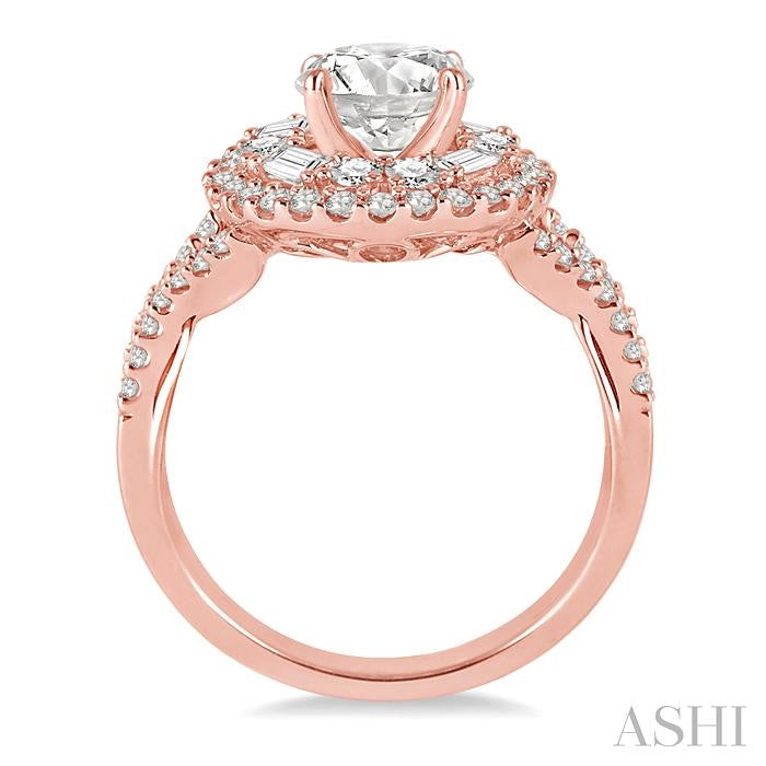 1 Ctw Diamond Semi-mount Engagement Ring in 14K Rose Gold