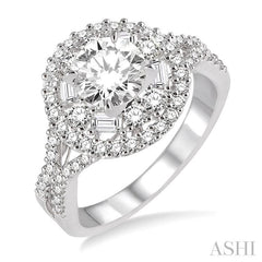 1 Ctw Diamond Semi-mount Engagement Ring in 14K White Gold