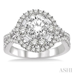 1 Ctw Diamond Semi-mount Engagement Ring in 14K White Gold