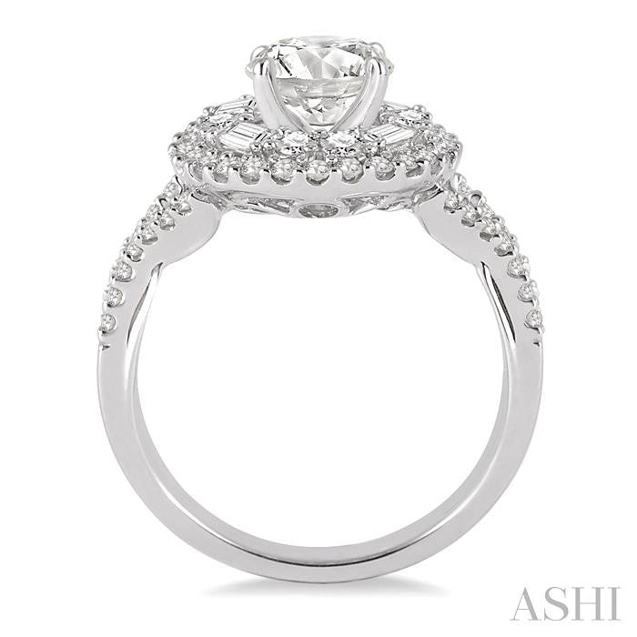 1 Ctw Diamond Semi-mount Engagement Ring in 14K White Gold