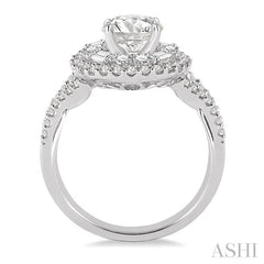 1 Ctw Diamond Semi-mount Engagement Ring in 14K White Gold