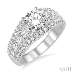 7/8 Ctw Diamond Semi-Mount Engagement Ring in 14K White Gold