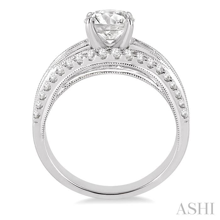 7/8 Ctw Diamond Semi-mount Engagement Ring in 14K White Gold
