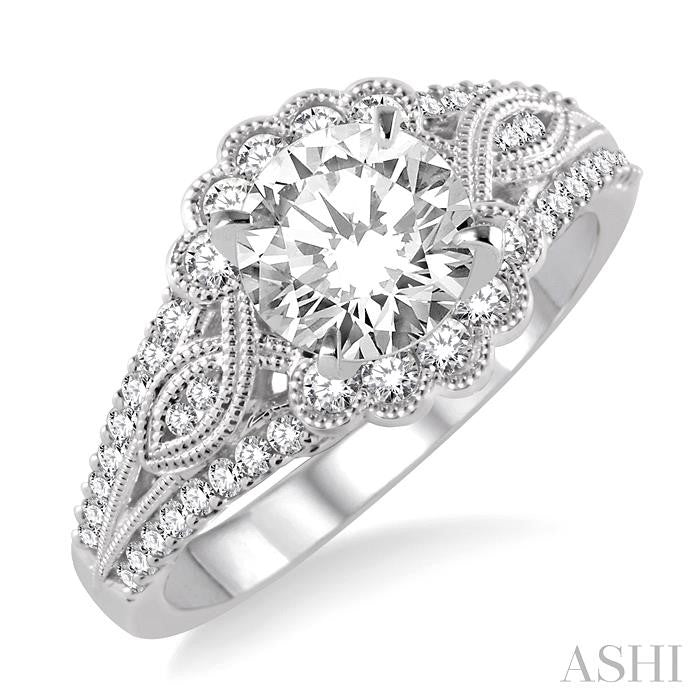 1/2 Ctw Diamond Semi-mount Engagement Ring in 14K White Gold