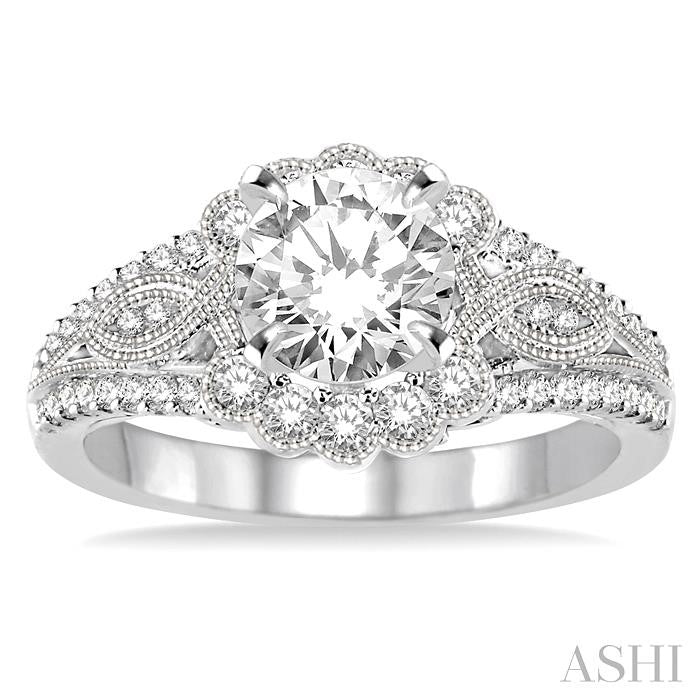 1/2 Ctw Diamond Semi-mount Engagement Ring in 14K White Gold