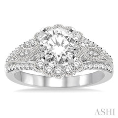 1/2 Ctw Diamond Semi-mount Engagement Ring in 14K White Gold