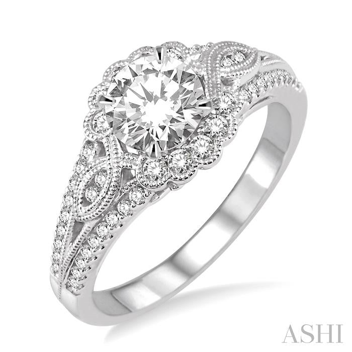 3/8 Ctw Diamond Semi-mount Engagement Ring in 14K White Gold