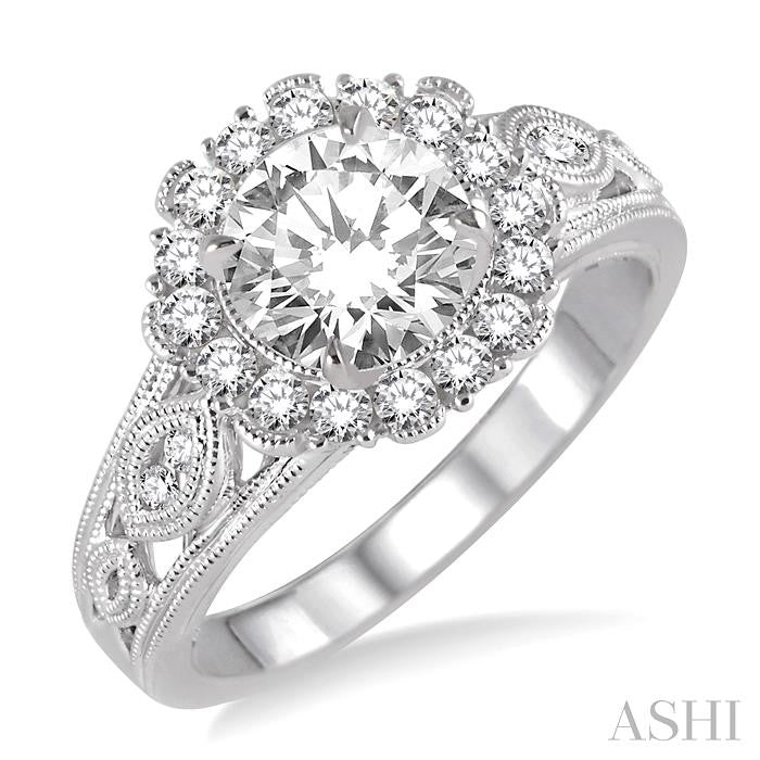 3/8 ctw Diamond Semi-mount Engagement Ring in 14K White Gold