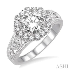 3/8 ctw Diamond Semi-mount Engagement Ring in 14K White Gold