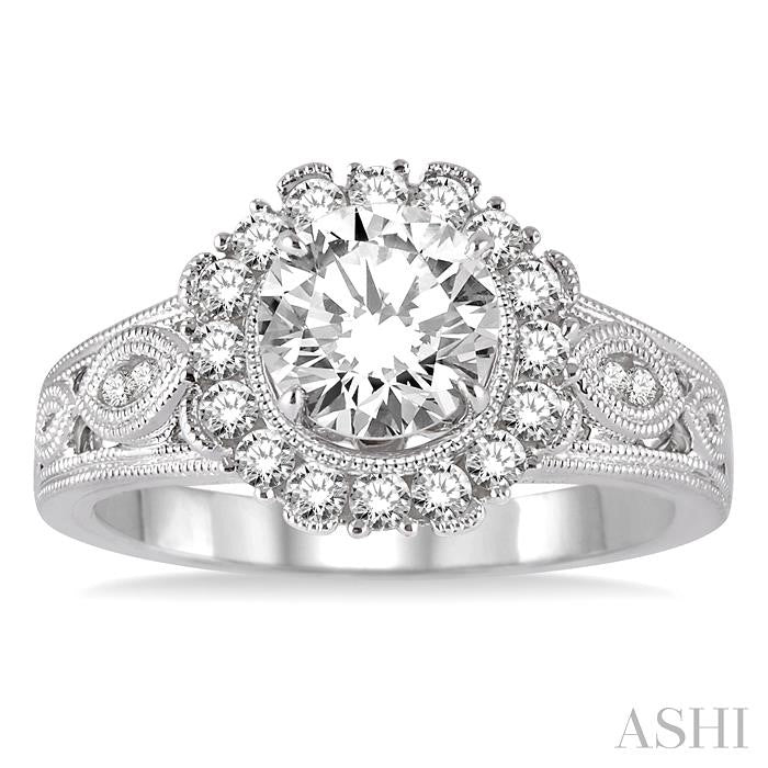 3/8 ctw Diamond Semi-mount Engagement Ring in 14K White Gold