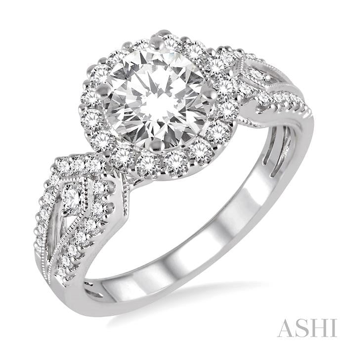 5/8 Ctw Diamond Semi-mount Engagement Ring in 14K White Gold