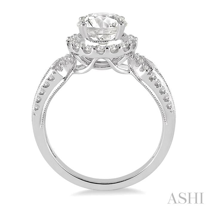 5/8 Ctw Diamond Semi-Mount Engagement Ring in 14K White Gold