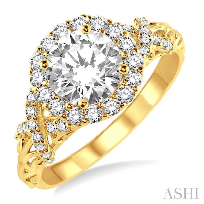 1/2 Ctw Diamond Semi-mount Engagement Ring in 14K Yellow Gold