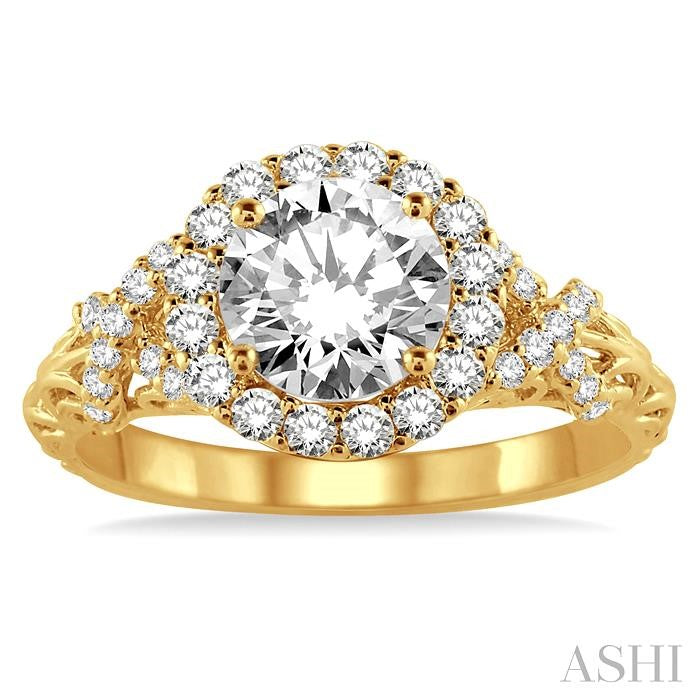 1/2 Ctw Diamond Semi-mount Engagement Ring in 14K Yellow Gold
